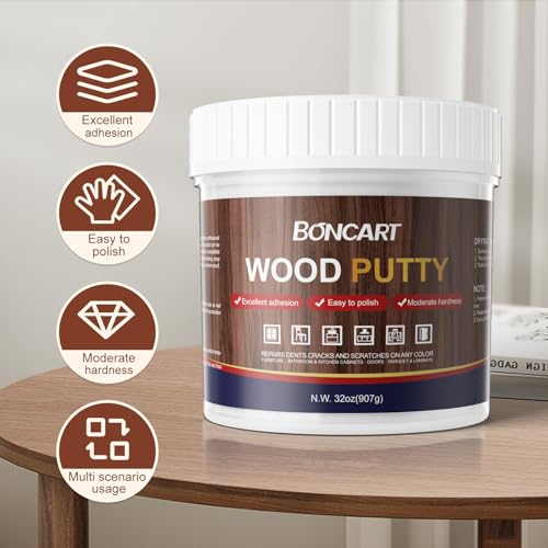 Boncart Wood Filler, 32 OZ Walnut Wood Putty - color: 32OZ Walnut