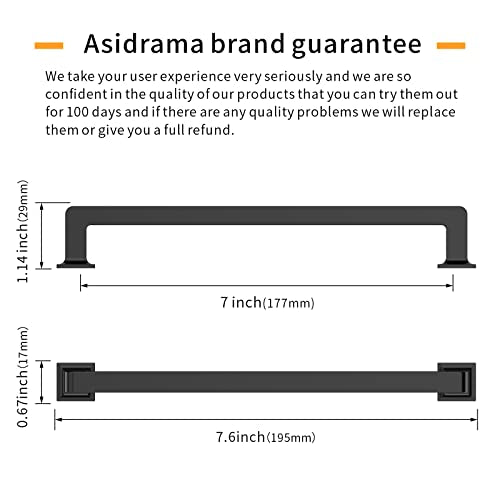 Asidrama 10 Pack 7 inch Matte Black Kitchen Cabinet Handles | Heavy-Duty Solid Zinc, 2 Screw Sizes, 7" Hole Center(177mm), Cupboards, Drawers, Dressers, Furniture, Hardware - color: Matte Black, size: 7" Hole Center(177mm)