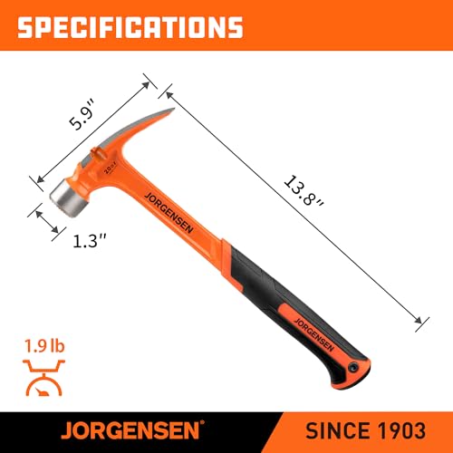 JORGENSEN 20 oz One-piece Forged Rip Claw Hammer with Magnetic Nail Holder - size: 20 oz