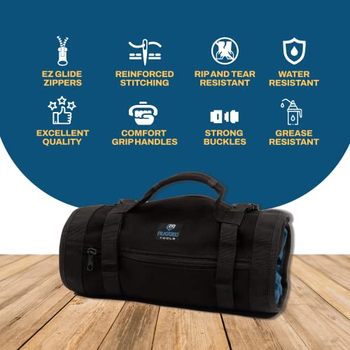 Rugged Tools Titan23-XL Tool Roll - Wrench Roll & Organizer - Canvas Tool Bag & Tool Pouch for Electrician, HVAC, Plumber, Carpenter or Auto Mechanic