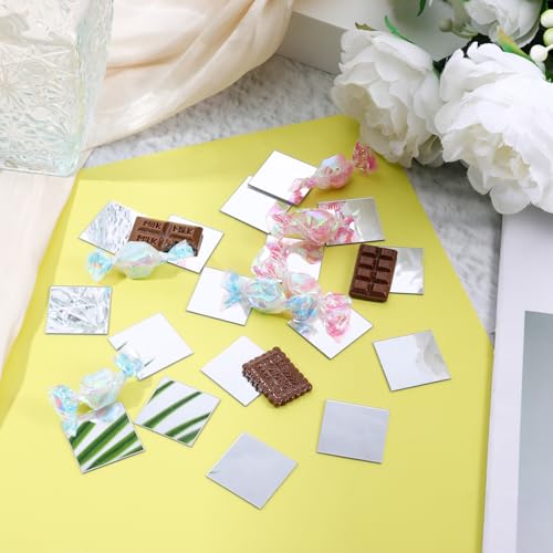 200 Pcs 1 Inch Mini Square Mirror Tiles Adhesive Small Craft Mirrors Acrylic Mirror Wall Stickers for Home Wall Table Decor Crafts DIY Projects
