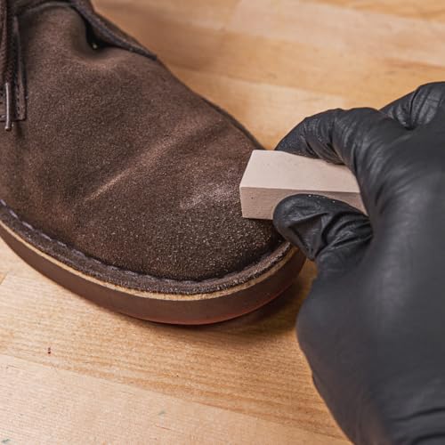 Angelus Suede & Nubuck Cleaner Kit - 1 Cleaning Eraser Block and 1 Nylon Bristle Brush - Eliminates Stains, Removes Spots, Restores Nap - for Leather Suede Shoe, Handbags, Jackets, Boots, Furniture