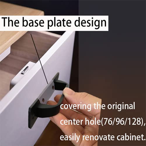 2 Pack 5 Inch 128 mm Matte Black Square Cabinet Handles with Base Plate Aluminum Cabinet Pulls Drawer Pulls - color: FlatBlack, size: 5 Inch
