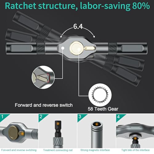 24 in 1 Magnetic Screwdriver Set, DIY Ratchet Screwdriver Set, Multi Bit Magnetic Drive Set with Detachable Ratchet Handle, Portable Precision Repair Tool Kit for Furniture Computer Bicycle