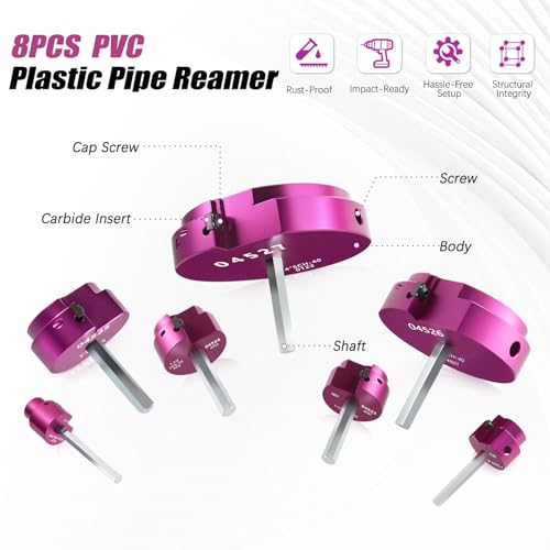 PVC Pipe Reamer Kit 8 PCS 1/2" 3/4" 1" 1-1/4" 1-1/2" 2" 3" 4" for SCH 40 - size: 1/2+3/4+1+1-1/4+1-1/2+2+3+4 Inch