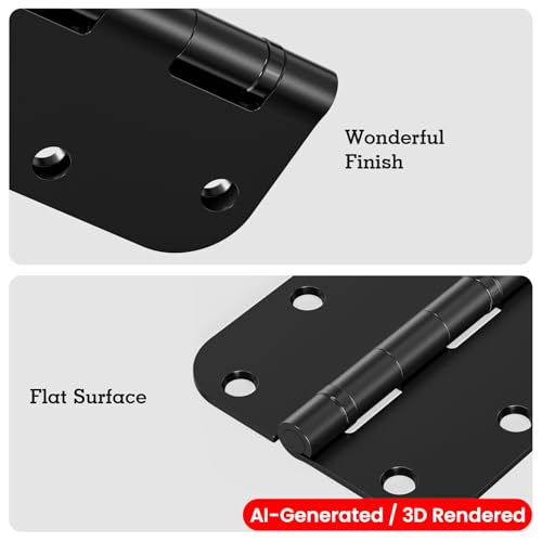 TDCHINGES Rounded Matte Black Door Hinges 3.5 Inch 5/8" Lasting No Squeak - color: Matte Black-Rounded, size: 12 Pack-Ball Bearing-lasting no squeak