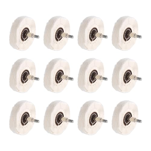 uxcell 3-Inch Buffing Polishing Pad Wheel Cotton with 15/64-inch Handle for Manifold Aluminum Stainless Steel Chrome White 12 Pcs - color: White, size: 3"
