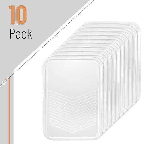 Bates 9 Inch Paint Tray Liners - 10 Transparent Plastic Disposable Trays for Painting Walls - color: Clear, size: 10 Pack 9 Inch