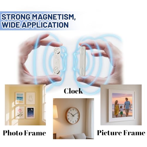 12-Pairs Magnetic Poster Hanger Strips – Heavy Duty Removable Adhesive, Damage-Free Wall Hooks for Frames, Pictures, Home Decor – No Nails, No Residue