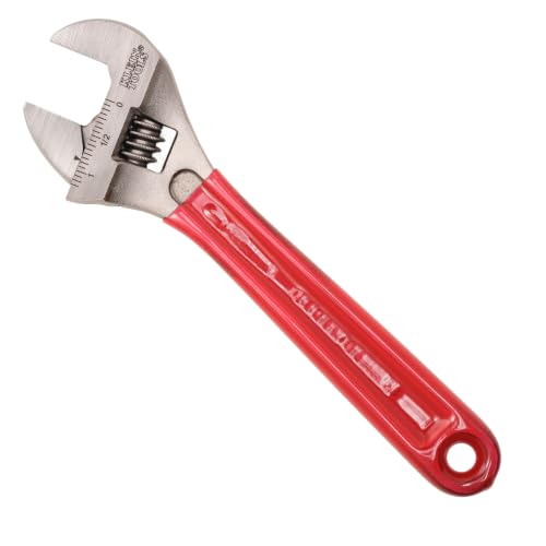 KLEIN TOOLS D507-8 Adjustable Wrench, Extra Capacity Jaw Forged Drive Wrench with High Polish Chrome Finish, 8-Inch - style: Dipped Handle, 8-Inch