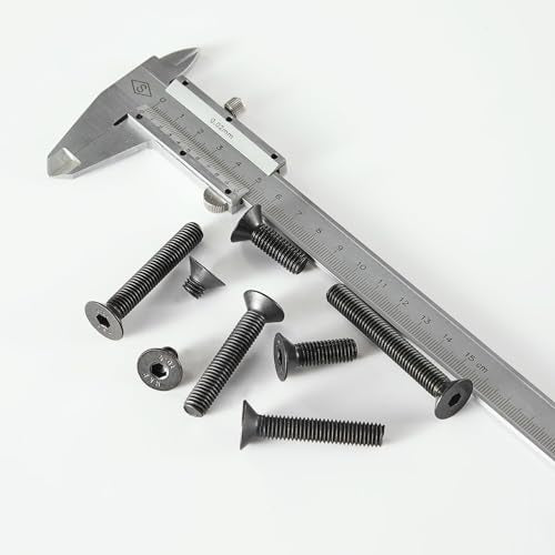 M8 x 30mm 35mm 40mm 45mm 50mm Flat Head Hex Socket Cap Screws Countersunk Bolts, 10.9 Grade Alloy Steel, Black Oxide Finish, Metric Allen Drive, Fully Threaded, Assortment Kit 25Pcs - size: M8 x 30/35/40/45/50 mm