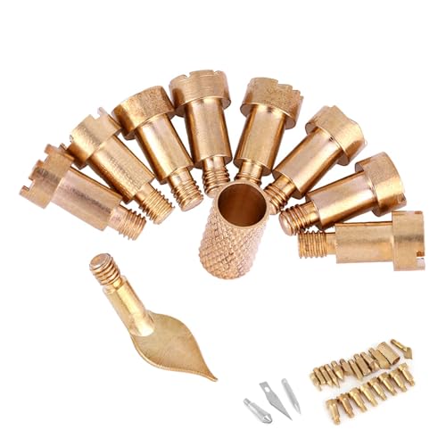 Wood Burning Tips, 23Pcs Craft Wood Burning Pen Tips, Soldering Brass Pen Tips Stencil Soldering Pyrography Working Carving
