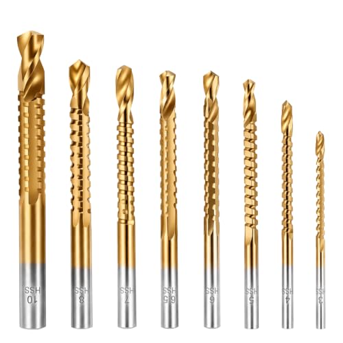 8 Pack Titanium Coated HSS Twist Drill Bits, Twist Drills Bit