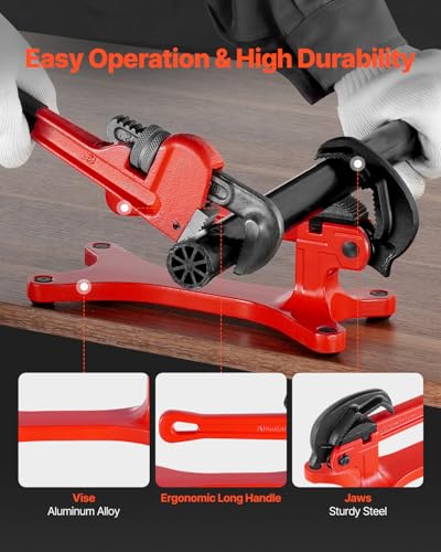 VEVOR Portable Pipe Vise, Lightweight Aluminum Pipe Clamp for 1/8" to 1-1/2" Pipe, Quick Grab Self-Adjusting Wrench for Pipe Cutting, Threading, Clamping, Ideal for Plumbing Repair
