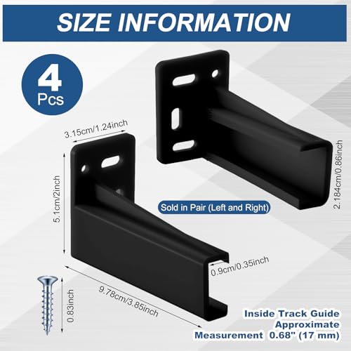 Chunful 2 Pair Rear Drawer Track Socket Back Plates Mounting Brackets,Black | With Screws for Install, Replacement Socket for Drawer Slide Repair, Left Right Pair for Cabinet Furniture Rear Mounting - color: Black