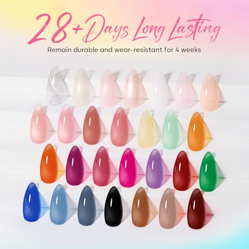 modelones Gel Nail Polish Set Jelly Glitter 32PCS 28Colors Nude Pink White - color: A2-Gloss Veil