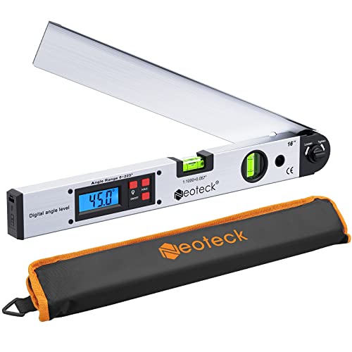 Neoteck 16 inch Digital Angle Finder 225°Aluminum Protractor LCD Backlight - color: Silver