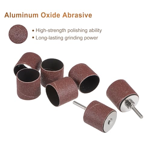 uxcell 30 Pcs 1-1/2 Inch Sanding Sleeves Sandpaper Set 80 Grit with 2 Pcs 1 Inch Drum Mandrels for Rotary Tools - size: 80 Grit