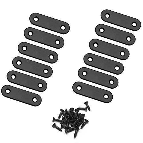 Jiozermi 12 Pcs Straight Brace 2" x 0.6", Matte Black - size: Black, 2” x 0.6”, 12 pcs
