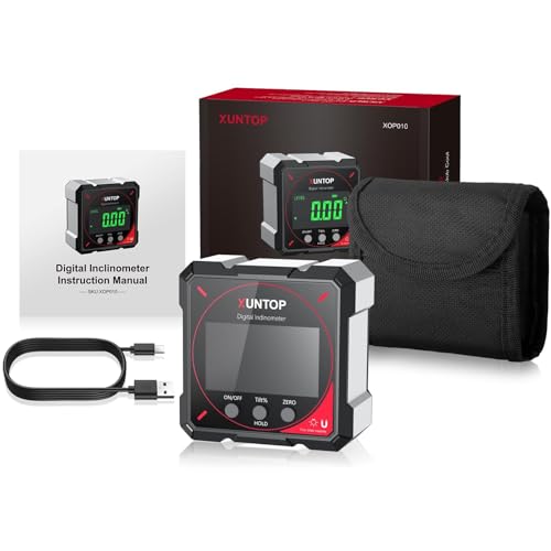 XUNTOP 4 * 90° Digital Angle Finder,4-side Strong Magnetic Level Box