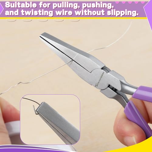 SPEEDWOX Flat Nose Pliers for Jewelry Making Serrated Jaw Pliers Mini Duck Bill Plier Bracelet Bending Plier Jewellery Making Tool Beading Flat Wire Plyer for Wire Wrapping Bending Ring Opening - style: Flat Nose Pliers Serrated Jaws