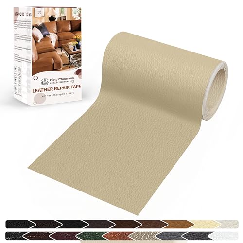 KING MOUNTAIN Leather Repair Patch,4 x 63 Inches self Adhesive Leather Repair Tape for Damaged Leather Furniture, Sofa Seating,Car Seats, Leather Goods（Medium Beige） - color: Medium Beige, size: 4" x 63"
