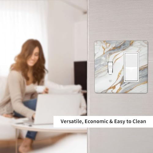 White Gray Gold Marble Light Switch Cover Decorative Wall Plate - color: 2 Gang 1 Toggle 1 Rocker Comb