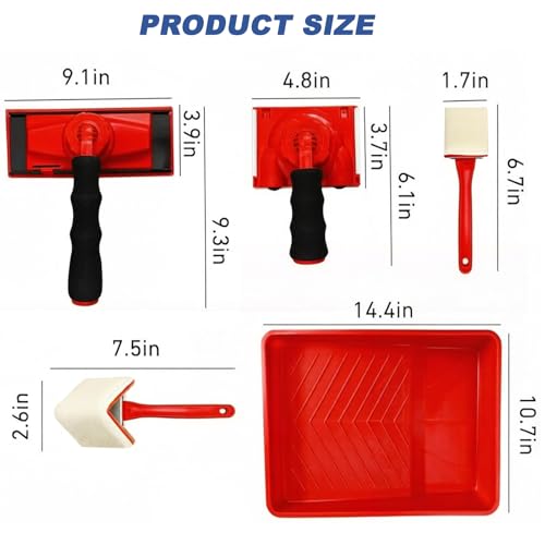 10Pcs Paint Edger Kit,360 ° Rotating Handle Paint Edger with Trim, Touch-Up Pad,Corner Wall and Ceiling Pad Painter，Edge Painting Tool with Painter's Pad Refills