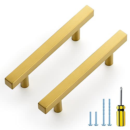 Ravinte Gold Cabinet Handles 3-1/2 Inch 10 Pack, Square Cabinet Pulls - size: 3-1/2 Inch Hole Centers
