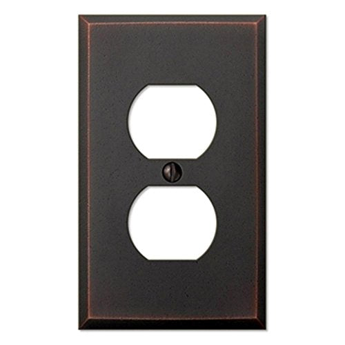 Amerelle 68DDB Manhattan Wallplate, 1 Duplex, Cast Metal, Distressed Aged Bronze, 1-Pack - size: 1 Duplex