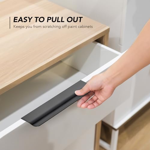 Matte Black Cabinet Handles Finger Edge Pulls 5.9 Inch CC 10 Pack - color: Matte Black, size: 150mm/5.9" Overall Length