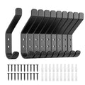 susswiff 10-Pack Coat Hook for Hanging, 20LB (Max), Stainless Wall Hooks for Towel, Hat, Backpack, Key, Clothes, Wall Mounted Coat Hanger for Closet, Metal, Black, 3.75"