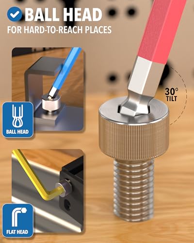 STONE REEF 13-Piece Metric Allen Key Set – Long Arm Hex Wrench Set (0.7 mm to 10 mm) – Chrome Vanadium Steel – Ball End L-Shaped Hex Keys for Furniture, Bikes & Machinery - color: Metric