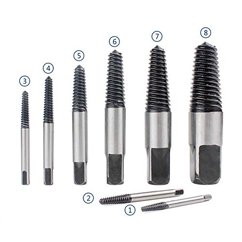 (8pcs) Pipe Screw Extractor Set,Damaged Screw Broken Bolt Water Pipe Remover Set