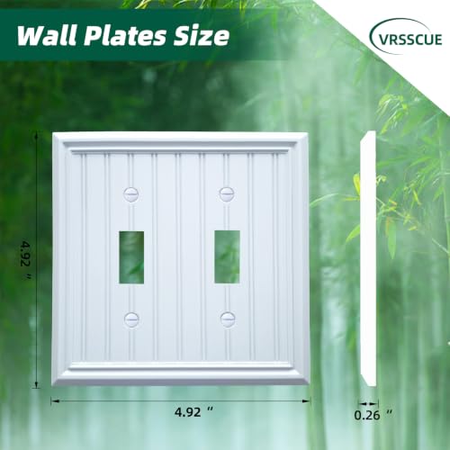 White Natural Material Double Toggle Light Switch Cover Plate (2-Pack) - size: Double Switch