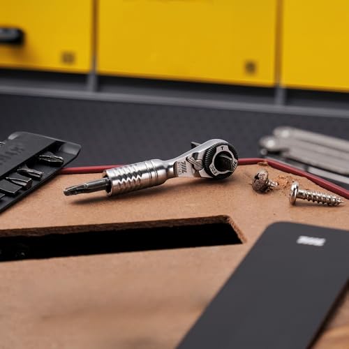 711L Mini Ratchet Wrench TG - One of the World's Smallest 1/4" EDC Ratchet Wrench For Tight Spaces - Stainless Steel - For Double-ended Bits - style: Mini Ratchet TG