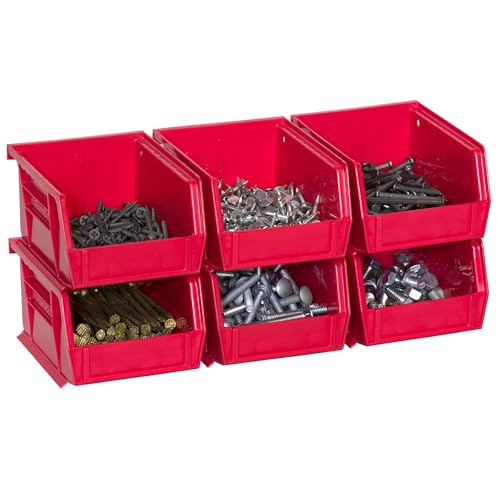 Akro-Mils 30210 AkroBins Plastic Storage Bins, 5"x4"x3", Red, 6-Pack - color: Red, size: 6 Pack