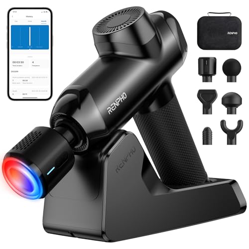 RENPHO Power+ Thermacool Deluxe Massage Gun with Heat and Cold - color: Tar Black