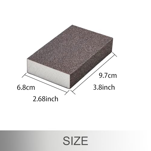 12Pcs Sanding Sponge 220 Grit Fine Sanding Blocks | Brown corundum sponge, washable & reusable, wet/dry sanding, cut to size, 6.8x9.7cm, for wood/metal/drywal - size: 12PCS-220 Grit