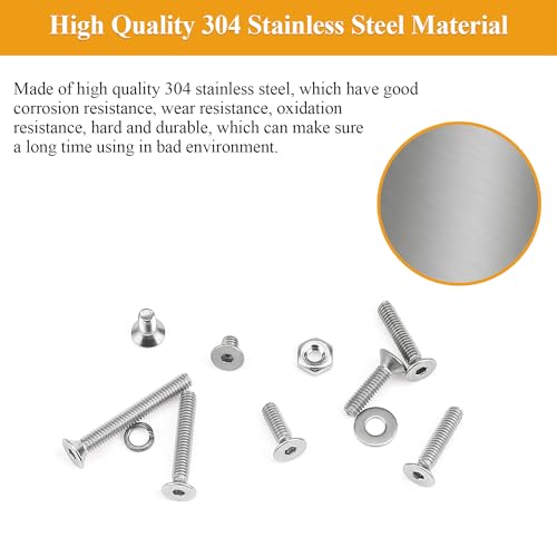 565 Pieces M2.5 Screws Nuts Washers Set, Sutemribor M2.5 x 4/6/8/10/12/16/20mm Countersunk Head Socket Cap Screws Nuts Washers Assortment Kit, 304 Stainless Steel, Fully Threaded - size: M2.5, style: Countersunk Head Socket Cap