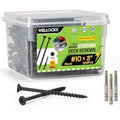 WELLOCKS #10 x 3 in Deck Screws, Black 300 PCS with T25 Bits - color: Black
