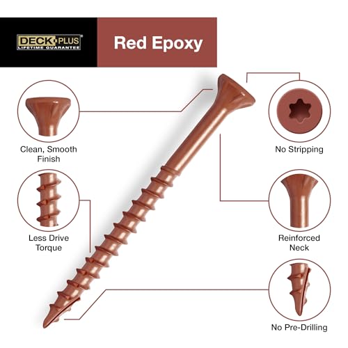Deck Plus Deck Screws, #10 x 2-1/2in, 365 Pack, Red - color: Red, size: #10 x 2-1/2", style: 365 pcs