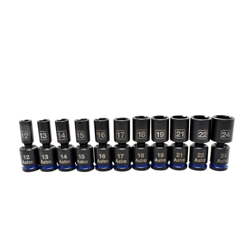 Astro Tools 78244M 11pc 1/2" Drive Mid-Length Pinless Universal Impact Sockets - Metric - size: 1/2" Drive Mid-Length Metric