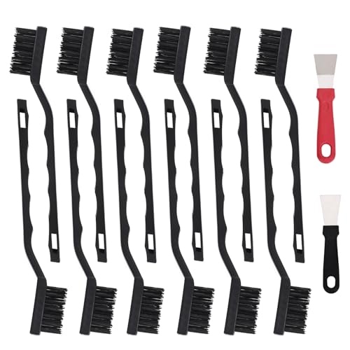 12 Pcs Mini Nylon Brush Set, Nylon Scratch Brush with Curved Handle - style: Nylon