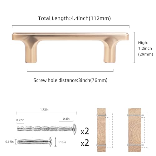 COTYKILEY 10 Pack 3 Inch(76mm) Champagne Bronze Cabinet Handles Gold Kitchen Cabinet Pulls Cabinet Door Handles Kitchen Cabinet Hardware Cupboard Drawer Pulls Dresser Handles - color: Champagne Bronze, size: 3" Hole Center（76MM）
