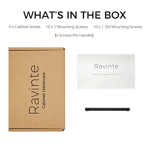 Ravinte Matte Black Cabinet Handles Solid Cabinet Pulls, 5 Inch CC, 5 Pack | Zinc Alloy, Slim Square Bar Grip, Smooth Drawer Pull Feel, Kitchen Cabinet Update, For Cupboards, Dressers, Drawers, Hardware - color: Black, size: Flat Black 5" Hole Center