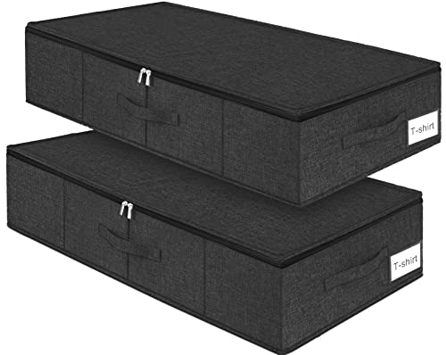 punemi 6.7 in Sturdy Under Bed Clothes Storage Containers, 2Pack, Black - color: Black, size: 2 Pack-6.7 inch Tall-Structured