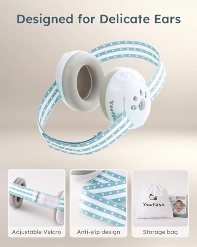 Yoofoss Baby Ear Muffs Noise Protection for Infants Up to 36 Months - Noise Cancelling Headphones for Ear Protection - color: Blue