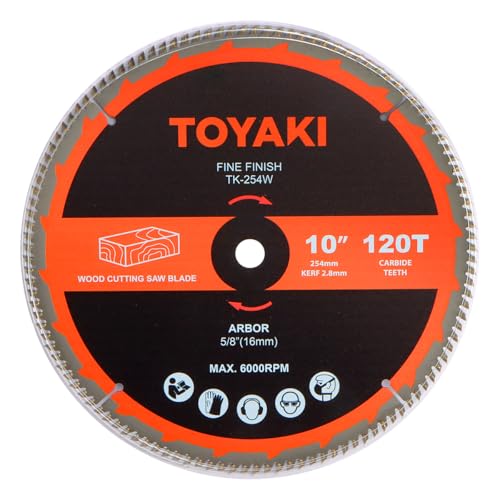 10-Inch Miter Saw Blade, 120-Tooth Fine-Finish Professional Woodworking Saw Blade for Miter Saws Table Saws and Circular Saws, Arbor 5/8-inch(16mm)
