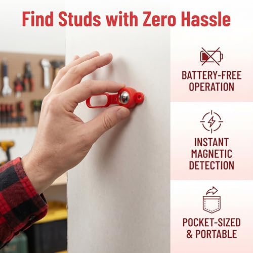 52300 Magnetic Stud Finder, 27 LBS Pull Power Battery-Free Wall Stud Scanner, Detects Wood & Metal Studs Through 5/8" Drywall, 3/4" Plywood, Ceramic Tile